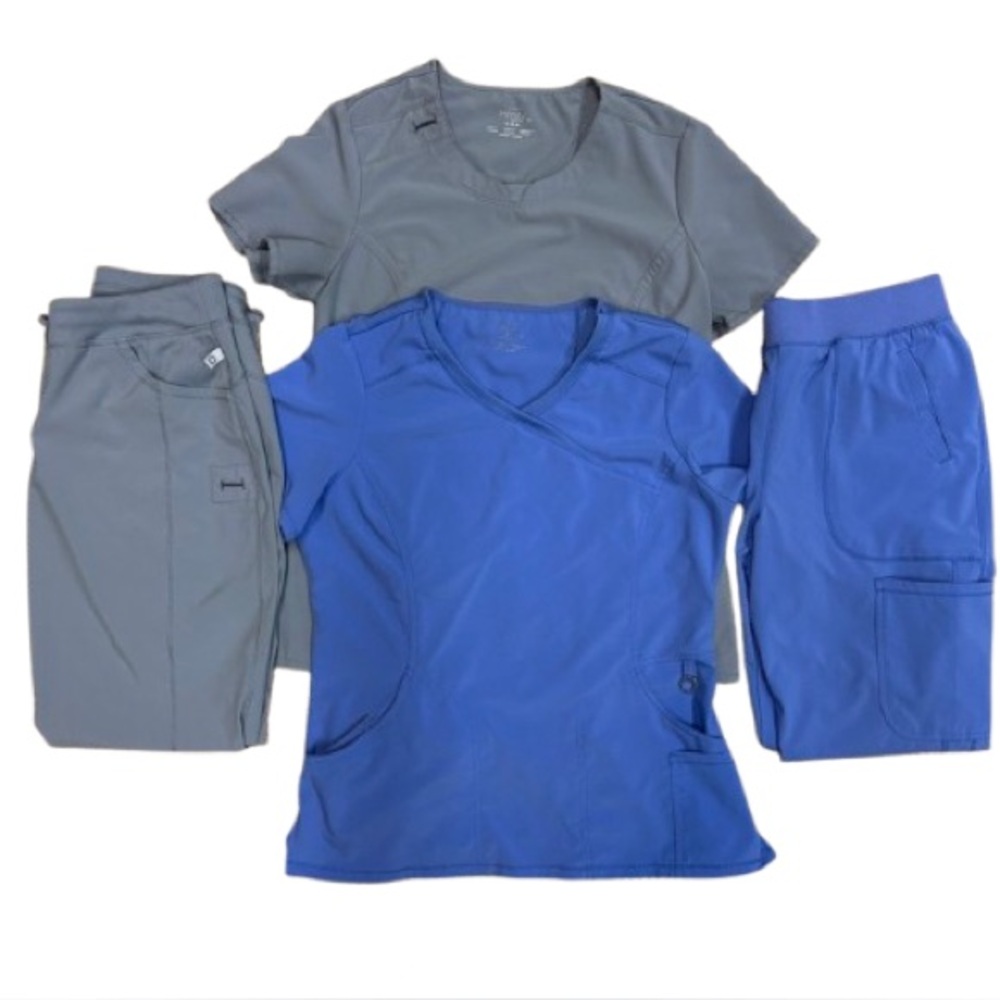 Cherokee Blue and Gray Women's Scrub Set